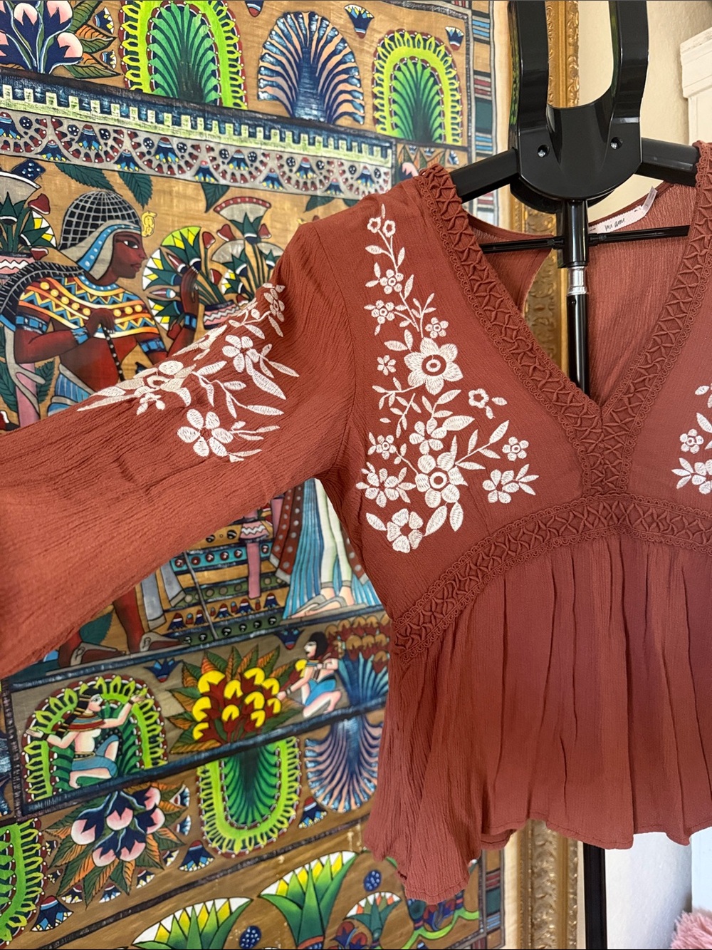 Francesca’s Embroidered V-Neck Top - Picture 2 of 6
